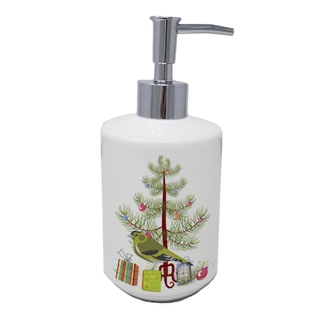 Carolines Treasures 7 x 3.5 in. Siskin Merry Christmas Ceramic Soap Dispenser CK4491SOAP